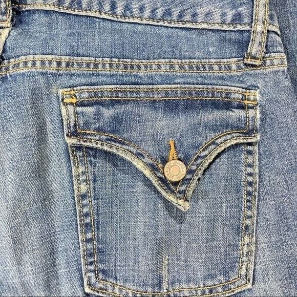 Gap Jeans Women’s Blue Sz.10A Blue Dark Wash Curvy Flare Bottom Pants Rocker - Picture 6 of 6